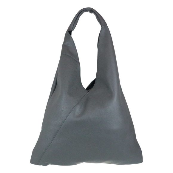 V Shape Genuine Top Handle Bag Dark Grey T_T - Picture 1 of 5